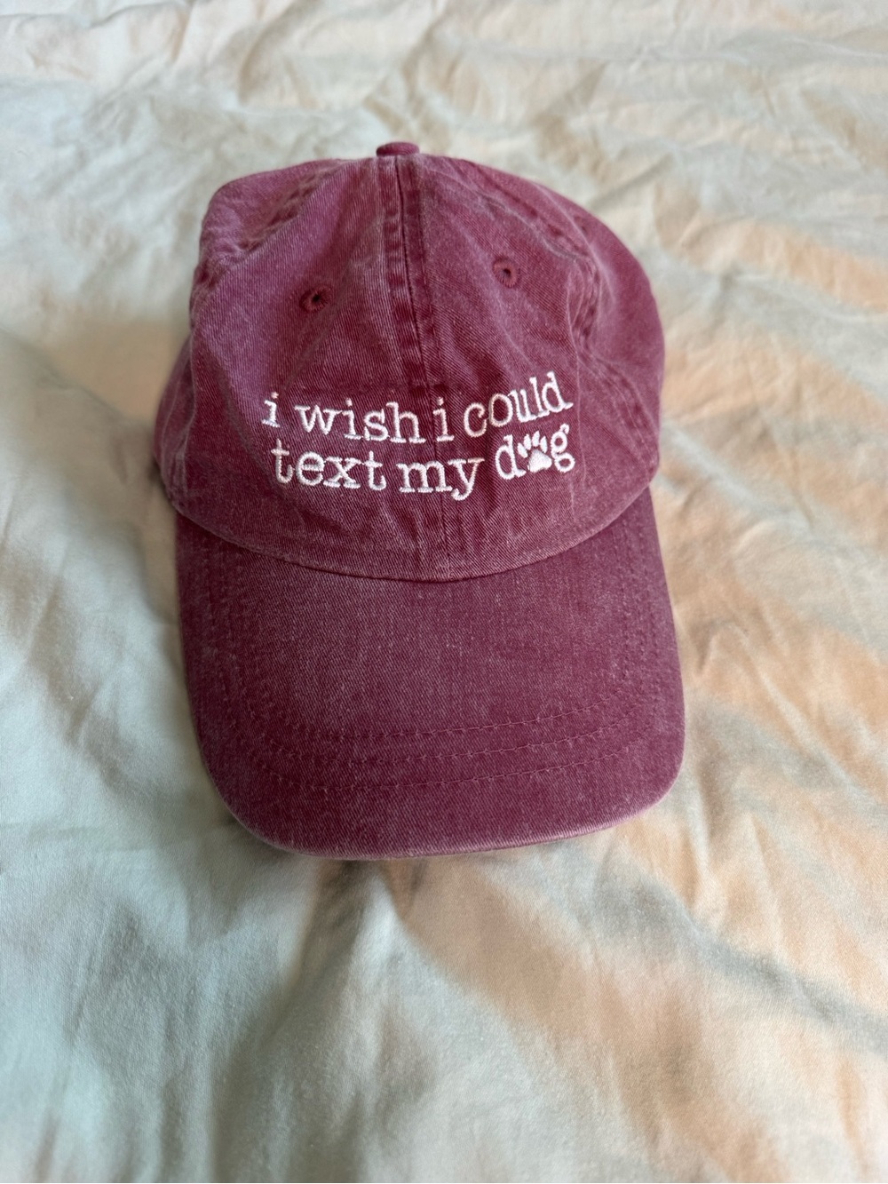 I Wish I Could Text My Dog Embroidered womens Cap - Burgundy